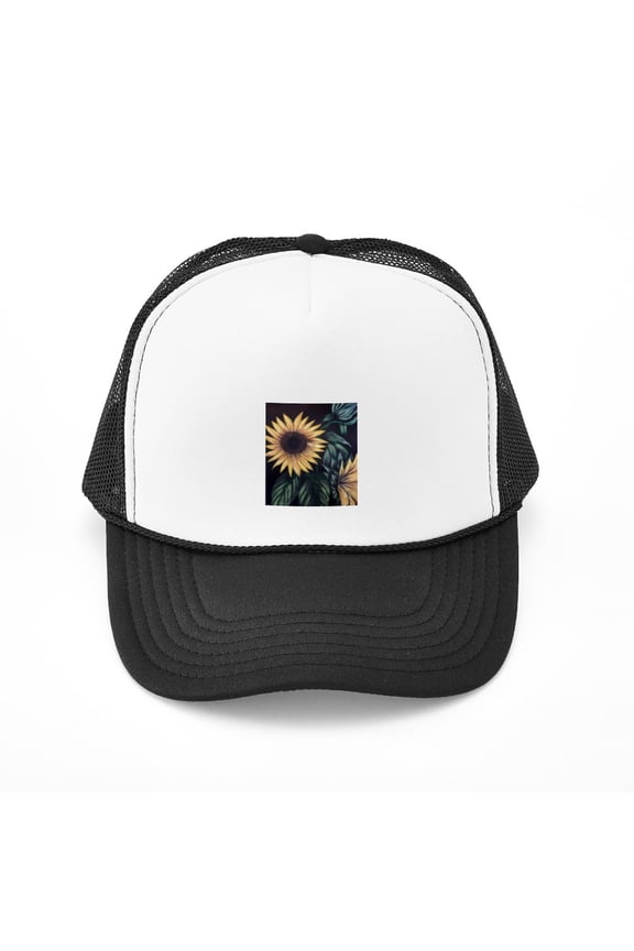 - Sunflower Life - Adjustable Unisex Printed Trucker Hat with Mesh Back