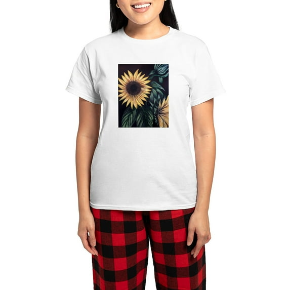 CafePress - Sunflower Life Pajamas - Women's Short Sleeve Print T-Shirt and Pants Light Cotton Pajama Set