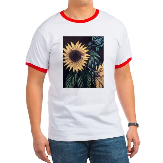 CafePress - Sunflower Life T Shirt - 100% Cotton Ringed T-Shirt