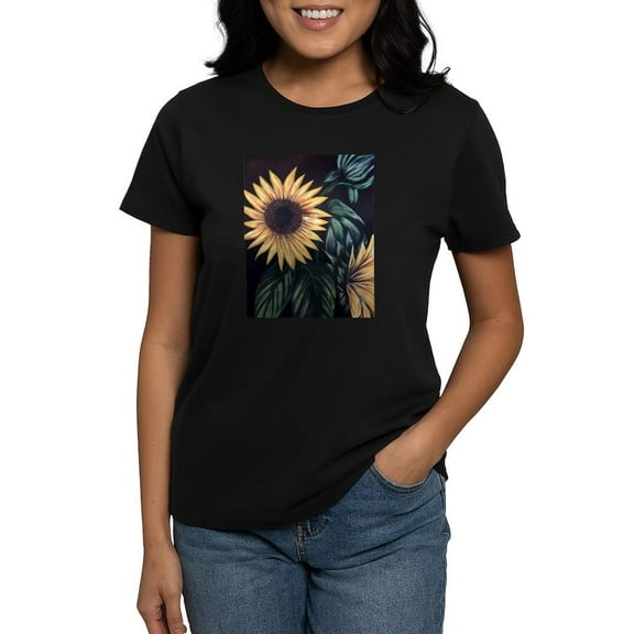 CafePress - Sunflower Life T Shirt - Women's Traditional Fit Dark T-Shirt