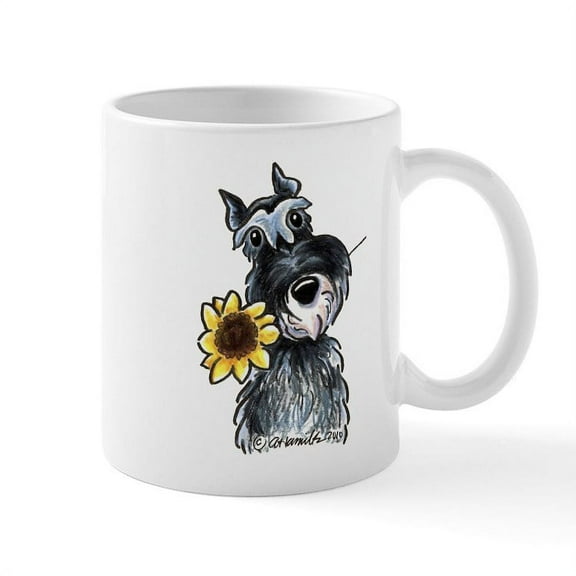 CafePress - Sunflower Schnauzer Mug - 11 oz Ceramic Mug - Novelty Coffee Tea Cup
