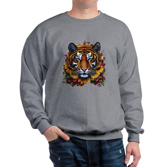 CafePress - Sunflower Tiger - Crew Neck Sweatshirt