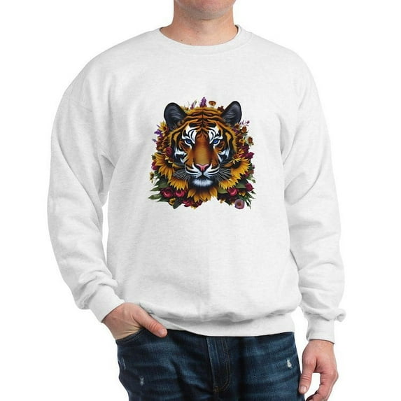 CafePress - Sunflower Tiger - Crew Neck Sweatshirt