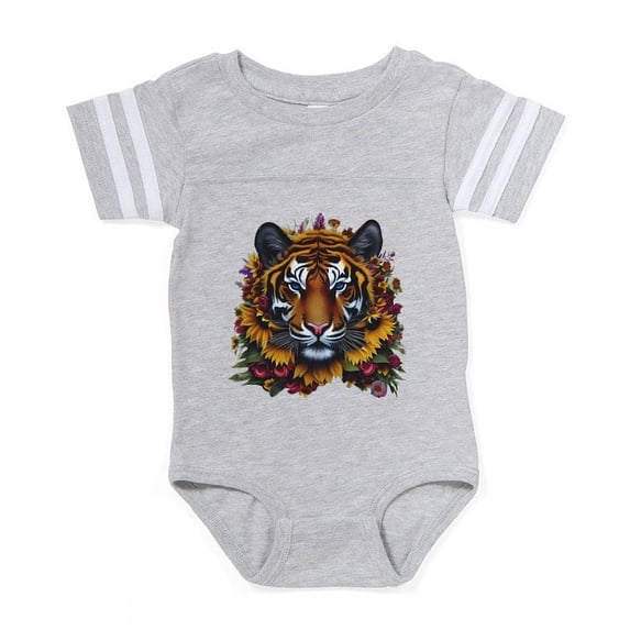 CafePress - Sunflower Tiger - Cute Infant Baby Football Bodysuit