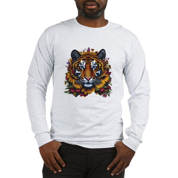 CafePress - Sunflower Tiger Men's Long Sleeve T Shirt - Unisex Cotton Long Sleeve T-Shirt