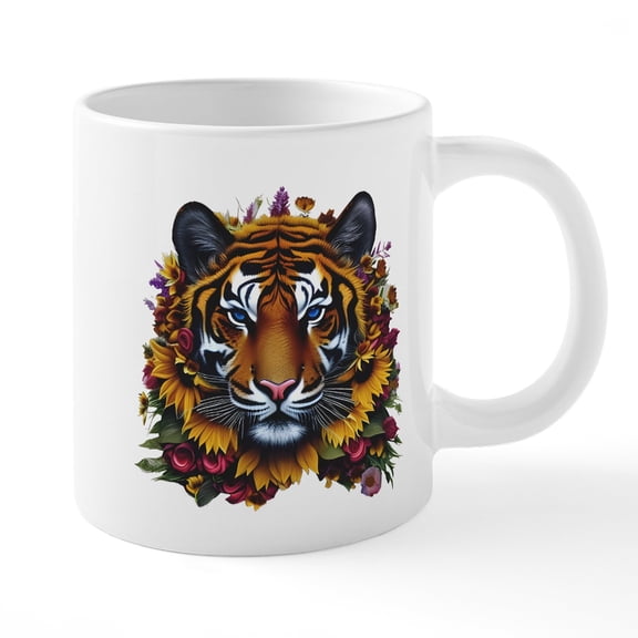 CafePress - Sunflower Tiger Mugs - 20 Oz White Ceramic Mega Mug