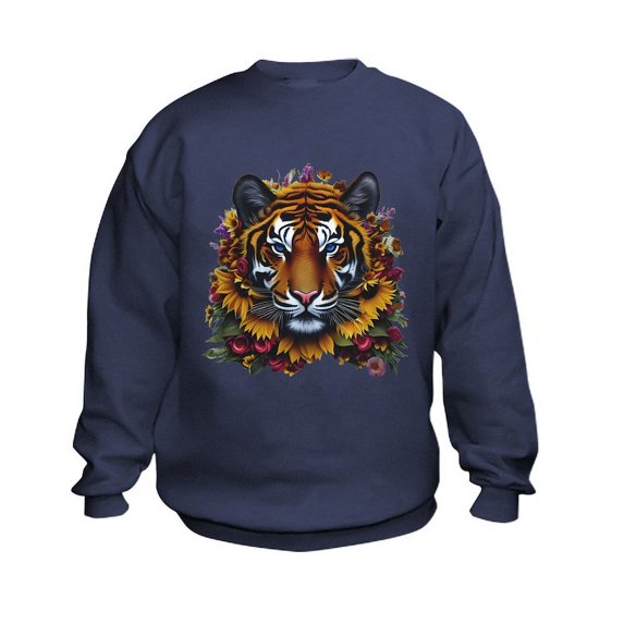 CafePress - Sunflower Tiger Sweatshirt - Kids Sweatshirt, Youth Crew Neck Sweatshirt