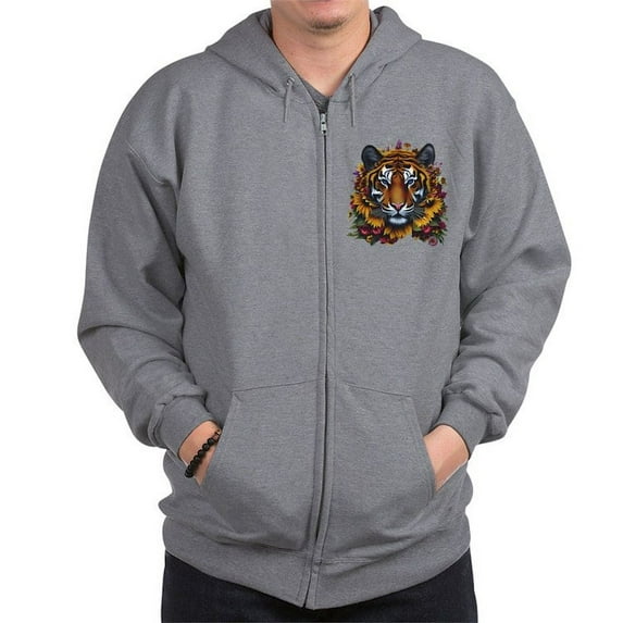 CafePress - Sunflower Tiger Sweatshirt - Zip Hoodie, Classic Hooded Sweatshirt with Metal Zipper