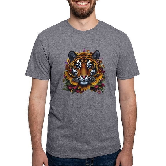 CafePress - Sunflower Tiger T Shirt - Mens Tri-blend T-Shirt