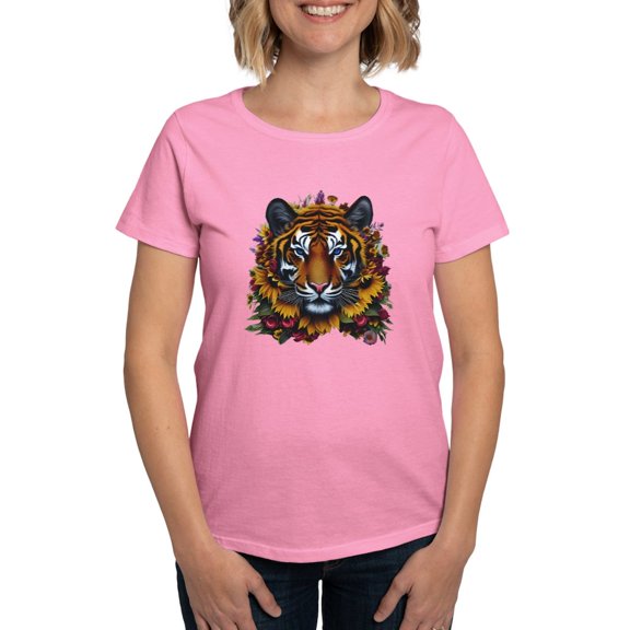 CafePress - Sunflower Tiger T Shirt - Women's Traditional Fit Dark T-Shirt