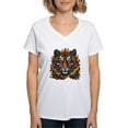 thumbnail image 1 of CafePress - Sunflower Tiger T Shirt - Womens Cotton V-Neck T-shirt, 1 of 4