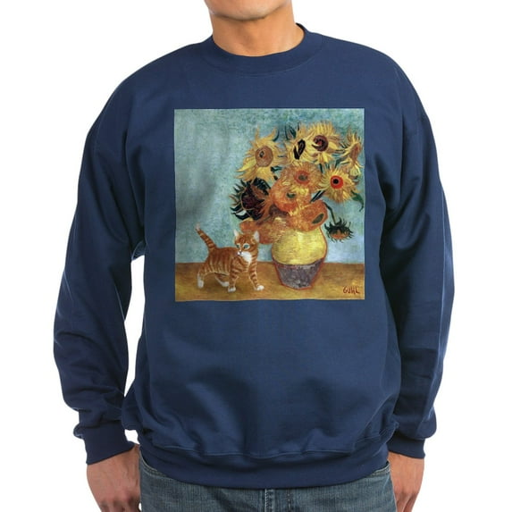 CafePress - Sunflowers & Kitten Sweatshirt - Classic Crew Neck Sweatshirt