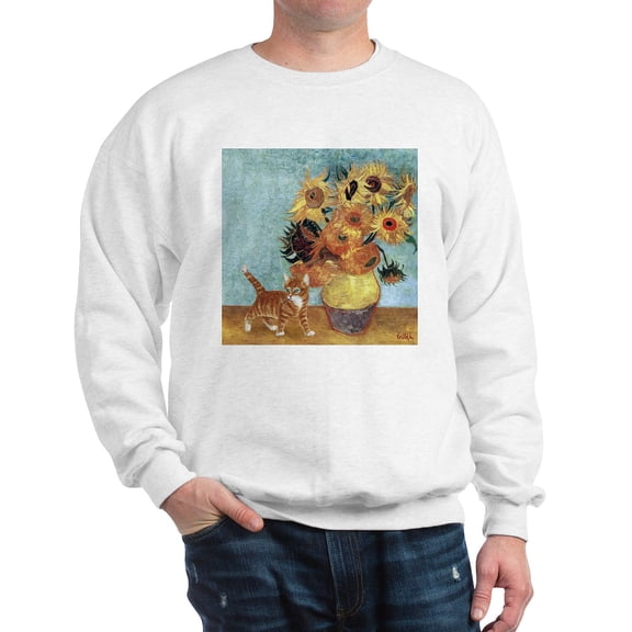CafePress - Sunflowers & Kitten Sweatshirt - Crew Neck Sweatshirt
