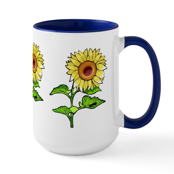CafePress - Sunflowers Large Mug - 15 oz Ceramic Large White Novelty Mug