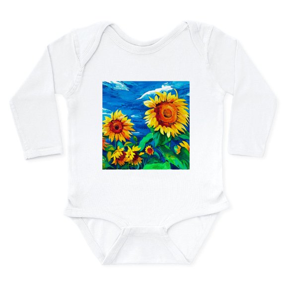 CafePress - Sunflowers Painting Body Suit - Long Sleeve Cotton Baby Bodysuit