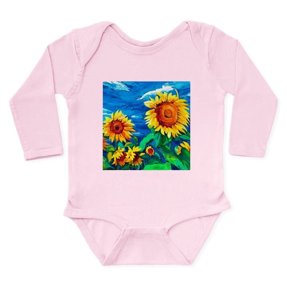 CafePress - Sunflowers Painting Body Suit - Long Sleeve Cotton Baby Bodysuit