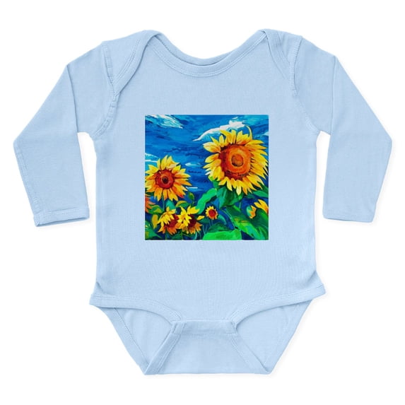 CafePress - Sunflowers Painting Body Suit - Long Sleeve Cotton Baby Bodysuit
