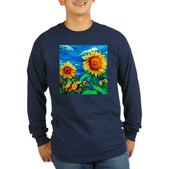 CafePress - Sunflowers Painting Long Sleeve T Shirt - Long Sleeve Dark T-Shirt