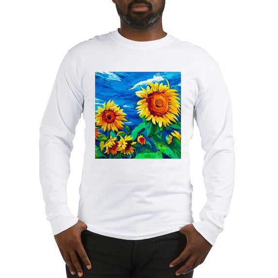 CafePress - Sunflowers Painting Long Sleeve T Shirt - Unisex Cotton Long Sleeve T-Shirt