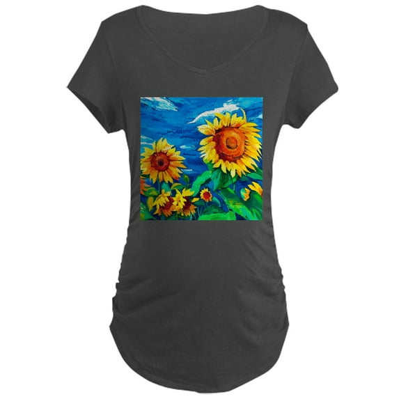 CafePress - Sunflowers Painting Maternity T Shirt - Maternity Dark T-Shirt