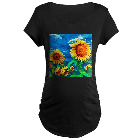CafePress - Sunflowers Painting Maternity T Shirt - Maternity Dark T-Shirt