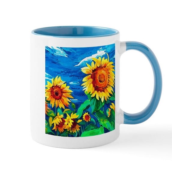 CafePress - Sunflowers Painting Mugs - 11 oz Ceramic Mug - Novelty Coffee Tea Cup