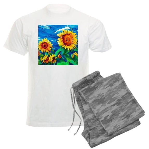 CafePress - Sunflowers Painting Pajamas - Men's Light Loose Fit Cotton Pajama Set