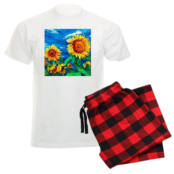 CafePress - Sunflowers Painting Pajamas - Men's Light Loose Fit Cotton Pajama Set