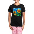 thumbnail image 1 of CafePress - Sunflowers Painting Pajamas - Women's Short Sleeve Print T-Shirt and Pants Dark Cotton Pajama Set, 1 of 7