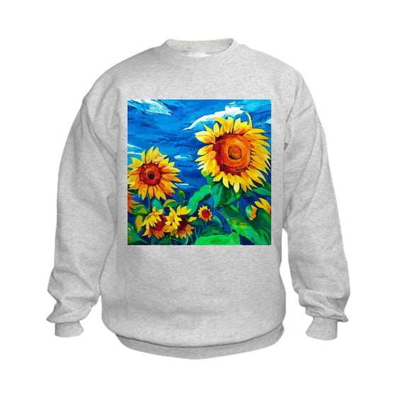 CafePress - Sunflowers Painting Sweatshirt - Kids Sweatshirt, Youth Crew Neck Sweatshirt