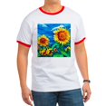 thumbnail image 1 of CafePress - Sunflowers Painting T Shirt - 100% Cotton Ringed T-Shirt, 1 of 4