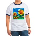 thumbnail image 1 of CafePress - Sunflowers Painting T Shirt - 100% Cotton Ringed T-Shirt, 1 of 4