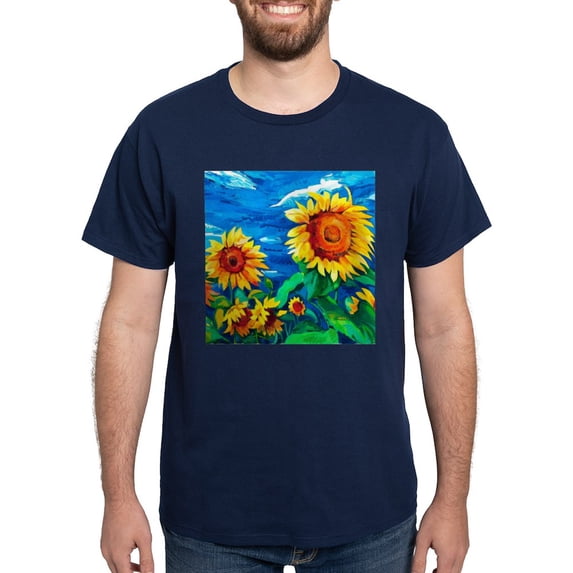 CafePress - Sunflowers Painting T Shirt - Men's Classic Graphic Cotton T-Shirt