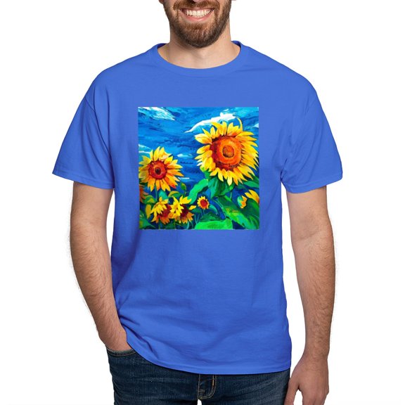 CafePress - Sunflowers Painting T Shirt - Men's Classic Graphic Cotton T-Shirt
