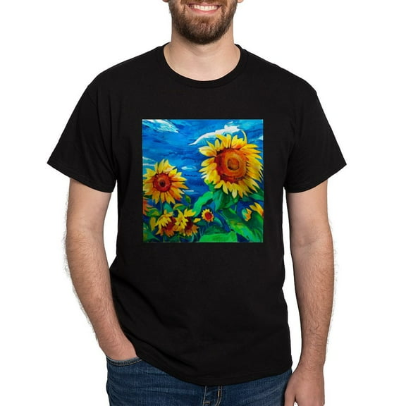 CafePress - Sunflowers Painting T Shirt - Men's Classic Graphic Cotton T-Shirt