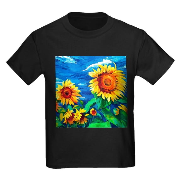 CafePress - Sunflowers Painting T Shirt - Dark T-Shirt Kids XS-XL