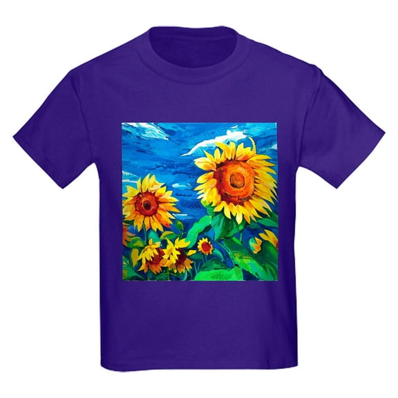 CafePress - Sunflowers Painting T Shirt - Dark T-Shirt Kids XS-XL