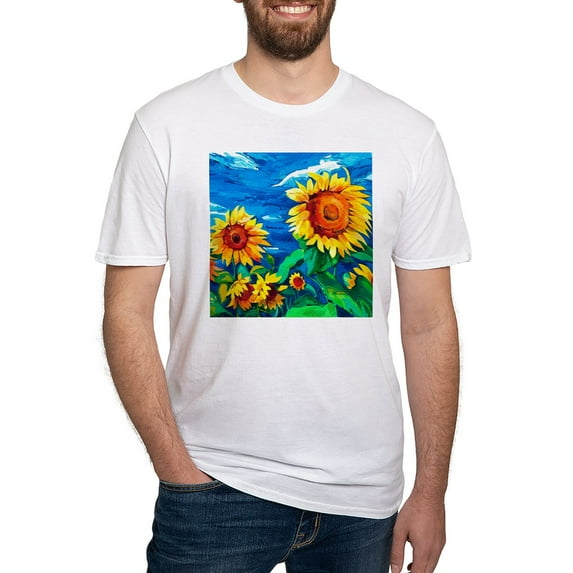 CafePress - Sunflowers Painting T Shirt - Fitted T-Shirt, Vintage Fit Soft Cotton Tee
