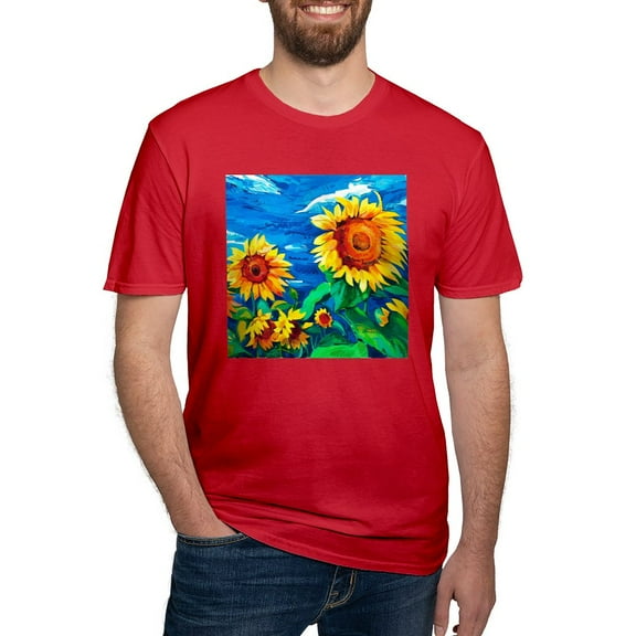 CafePress - Sunflowers Painting T Shirt - Men's Fitted T-Shirt