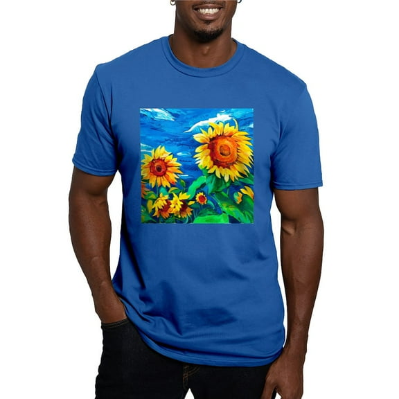 CafePress - Sunflowers Painting T Shirt - Men's Fitted T-Shirt