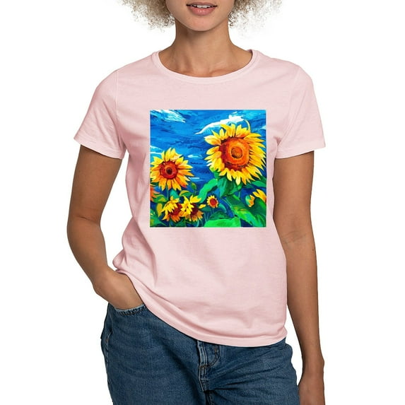 CafePress - Sunflowers Painting T Shirt - Women's Classic T-Shirt