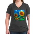 thumbnail image 1 of CafePress - Sunflowers Painting T Shirt - Women's V-Neck Dark T-Shirt, 1 of 1