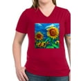 thumbnail image 1 of CafePress - Sunflowers Painting T Shirt - Women's V-Neck Dark T-Shirt, 1 of 1