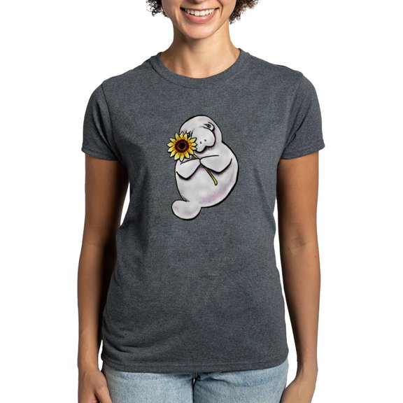 CafePress - Sunny Manatee T Shirt - Women's Traditional Fit Dark T-Shirt
