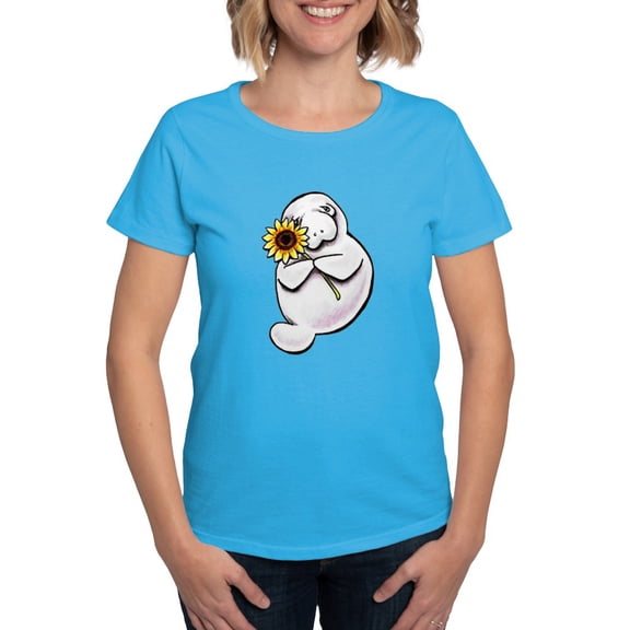 CafePress - Sunny Manatee T Shirt - Women's Traditional Fit Dark T-Shirt