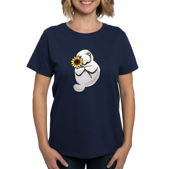 CafePress - Sunny Manatee T Shirt - Women's Traditional Fit Dark T-Shirt