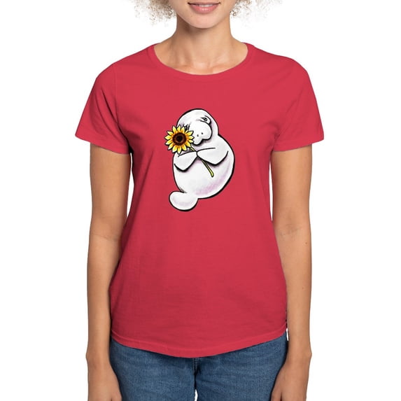 CafePress - Sunny Manatee T Shirt - Women's Traditional Fit Dark T-Shirt