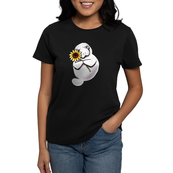 CafePress - Sunny Manatee T Shirt - Women's Traditional Fit Dark T-Shirt