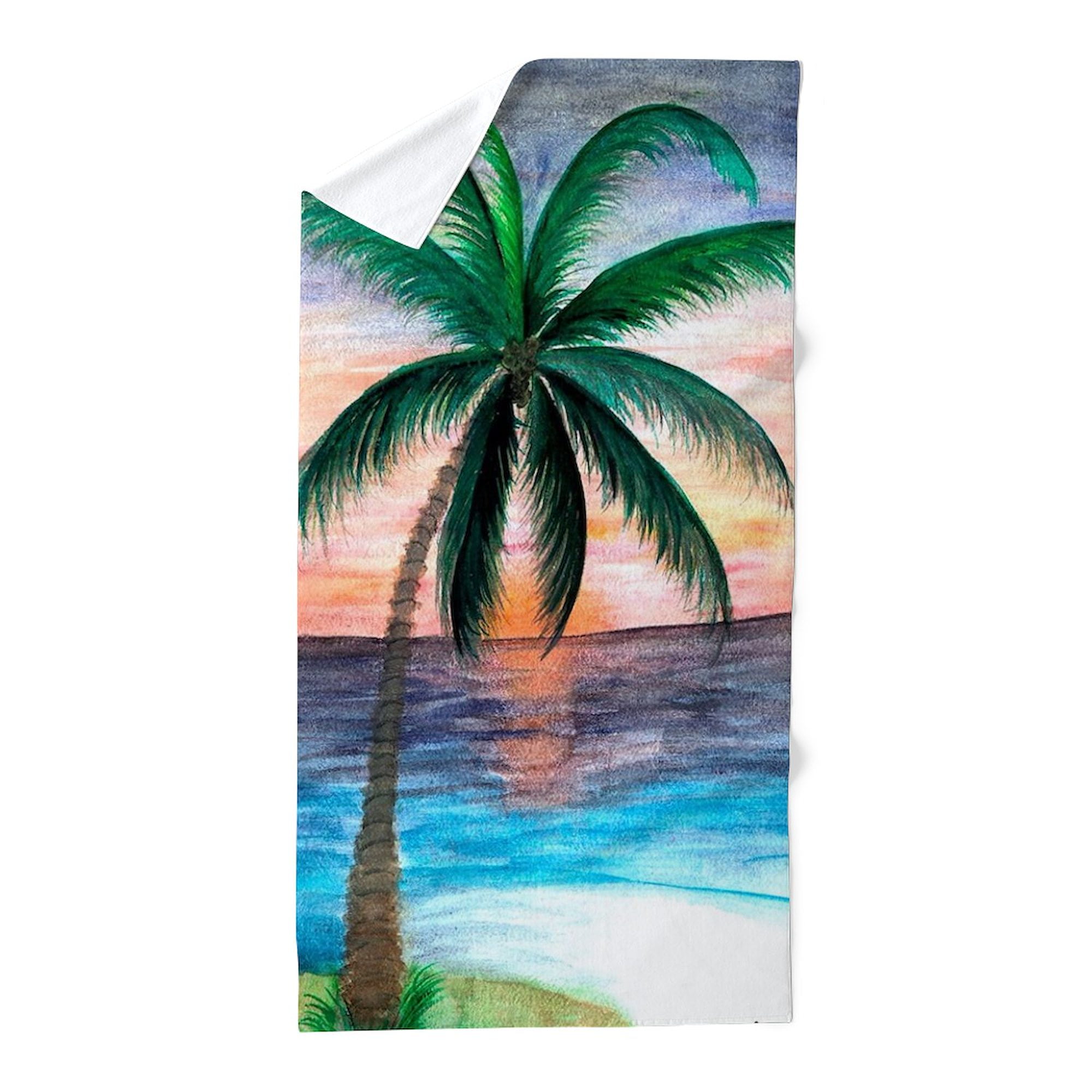 CafePress - Sunset Palm Tree - Large Beach Towel, Soft 30"x60" Towel with Unique Design