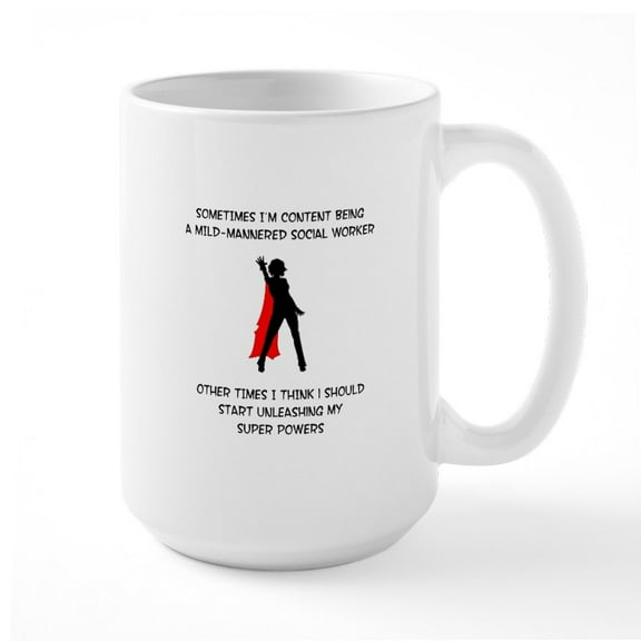 CafePress - Superheroine Social Worker Mugs - 15 oz Ceramic Large White Novelty Mug